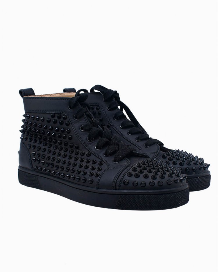 Tênis Louboutin Original Louis Flat Spikes Preto Feminino